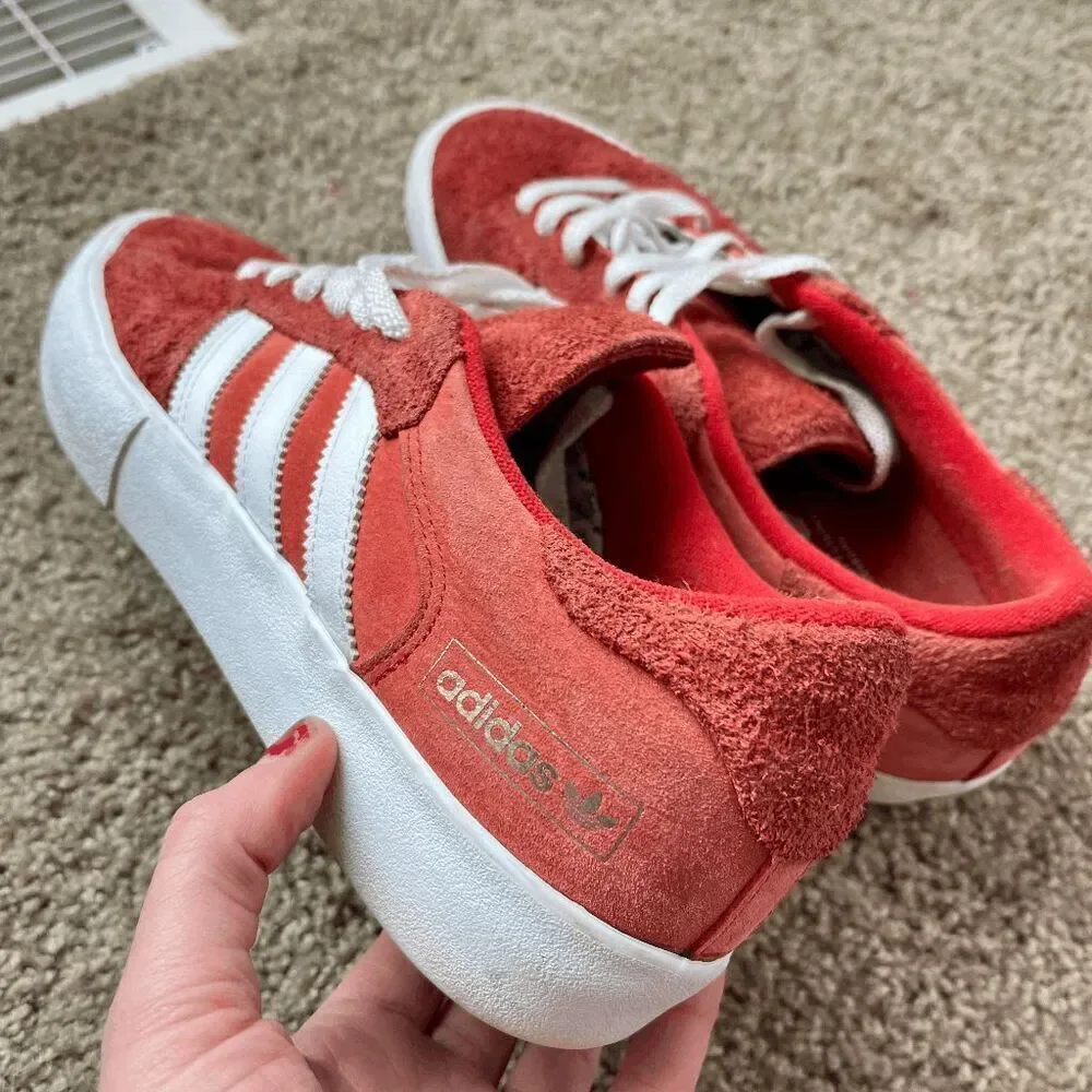 Adidas Matchbreak Super Skate Shoes Suede Brick Red White Gold 10